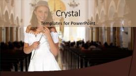  Presentation with waiting - Colorful slides enhanced with catholic wedding - pretty bride inside a church backdrop and a coral colored foreground