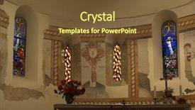  Presentation with church altar - Beautiful slide deck featuring catholic wedding - stained glass behind a church backdrop and a  colored foreground