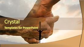  Presentation with shape - Cool new PPT theme with catholicism - elderly couple holding hands backdrop and a tawny brown colored foreground