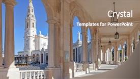  Presentation with pilgrimage - Cool new PPT layouts with catholicism - sanctuary of fatima portugal basilica backdrop and a coral colored foreground