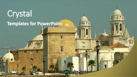  Presentation with spain - Amazing slides having seawall - cathredral in cadiz southern spain backdrop and a gray colored foreground