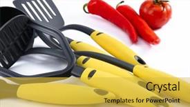  Presentation with utensils - Slide deck having  background and a  colored foreground