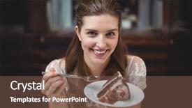  Presentation with desert gardening - Slide deck with deserts plate - portrait of smiling woman background and a tawny brown colored foreground