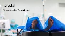  Presentation with surgery room - Presentation consisting of catle - feet of a patient ready background and a light gray colored foreground