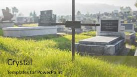  Presentation with cemetery - Cool new slide deck with catolic - graves at cemetery backdrop and a gold colored foreground