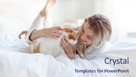  Presentation with pets - Theme consisting of cats girls - pets morning comfort rest background and a sky blue colored foreground