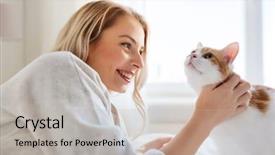  Presentation with pets - Presentation having cats girls - pets morning comfort rest background and a light gray colored foreground