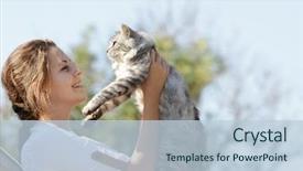  Presentation with happy smiling woman dental health - Theme with cats girls - young happy smiling woman background and a lemonade colored foreground