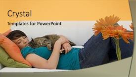  Presentation with young sing woman singing young - Amazing presentation having cats girls - young woman sleeping backdrop and a  colored foreground