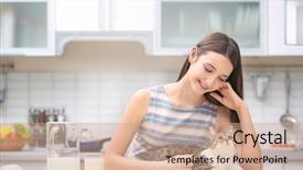  Presentation with beautiful young woman getting face - Colorful PPT layouts enhanced with cats milk - morning of beautiful young woman backdrop and a coral colored foreground