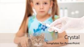  Presentation with vaccine - Presentation design consisting of cats vacine - little girl afraid for her background and a coral colored foreground