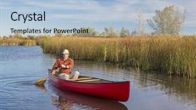  Presentation with ponds - Presentation theme featuring cattail - senior male paddler paddling background and a  colored foreground