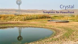  Presentation with fall morning - PPT theme enhanced with cattle-drinking-hole background and a sky blue colored foreground