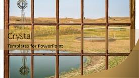  Presentation with fall morning - Audience pleasing PPT theme consisting of cattle-drinking-hole backdrop and a gold colored foreground