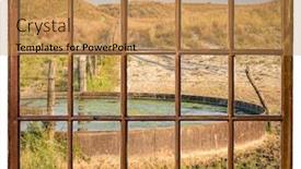  Presentation with fall morning - Slides featuring cattle-drinking-hole background and a coral colored foreground