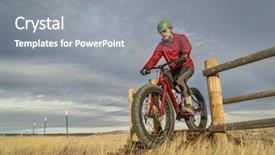  Presentation with mountain bike - PPT theme with cattle guard in soapstone background and a gray colored foreground