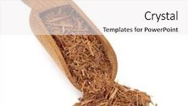  Presentation with herbal medicine - Amazing PPT theme having catuaba bark brazillian herbal medicine in a wooden scoop over white background used in alternative medicine as an aphrodisiac backdrop and a white colored foreground