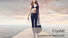  Presentation with walking - Presentation theme having catwalk - beautiful girl in pants background and a lemonade colored foreground