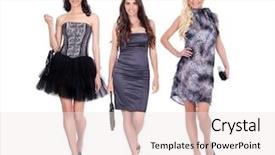  Presentation with smiling little girl - PPT theme consisting of catwalk - fashion girls in dresses smiling background and a sky blue colored foreground