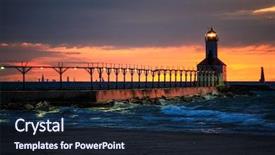  Presentation with city chicago - Presentation with catwalk - michigan city indiana lighthouse background and a navy blue colored foreground