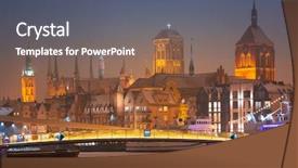  Presentation with winter river - Slide deck enhanced with catwalk - old town of gdansk background and a gray colored foreground