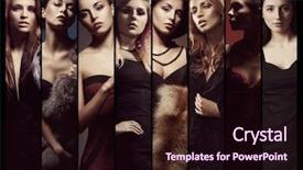  Presentation with fashion - Slide deck enhanced with catwalk - set of different women posing background and a wine colored foreground