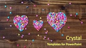  Presentation with hearts - Beautiful theme featuring catwalk - sweet hearts on wooden background backdrop and a tawny brown colored foreground