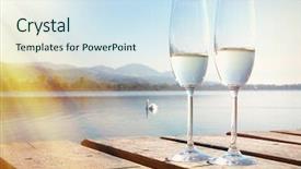  Presentation with champagne - Audience pleasing theme consisting of catwalk - two champagne glasses backdrop and a sky blue colored foreground