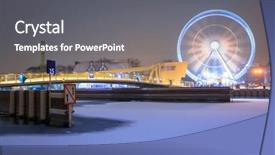  Presentation with ferris wheel - Audience pleasing slide deck consisting of catwalk - winter cityscape of gdansk backdrop and a  colored foreground