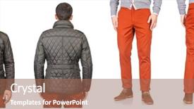  Presentation with fashion - PPT theme enhanced with catwalk - young man in fashion concept background and a coral colored foreground