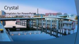  Presentation with river - Slides consisting of catwalk over motlawa river background and a light blue colored foreground