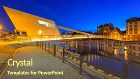  Presentation with poland - Audience pleasing presentation theme consisting of catwalk over motlawa river backdrop and a tawny brown colored foreground