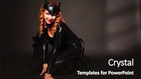  Presentation with microwave imaging image of modern - Audience pleasing PPT theme consisting of catwoman - attractive woman in image backdrop and a  colored foreground