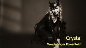  Presentation with cat - PPT layouts with catwoman - attractive woman in image background and a  colored foreground