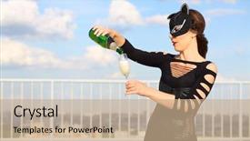  Presentation with black men in suit - Audience pleasing PPT layouts consisting of catwoman - woman in cat mask backdrop and a coral colored foreground