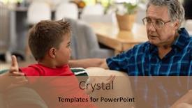  Presentation with family talking - Presentation theme consisting of caucasian-angry-boy-shrugging-shoulders background and a coral colored foreground