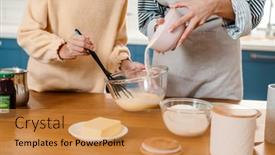  Presentation with pancake - Audience pleasing slides consisting of caucasian-beautiful-mother-and-daughter backdrop and a gold colored foreground