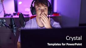  Presentation with video games playing - PPT layouts enhanced with caucasian-blond-man-playing-video background and a  colored foreground