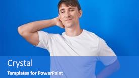  Presentation with pain - Theme having caucasian-blond-man-standing-over background and a  colored foreground