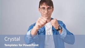  Presentation with violence - Slides featuring caucasian-blond-man-standing-wearing background and a teal colored foreground