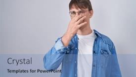  Presentation with bad breath - Presentation theme enhanced with caucasian-blond-man-standing-wearing background and a  colored foreground