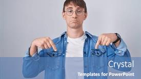  Presentation with upset - Presentation theme consisting of caucasian-blond-man-standing-wearing background and a teal colored foreground