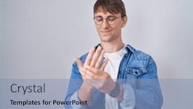  Presentation with arthritis - PPT theme consisting of caucasian-blond-man-standing-wearing background and a light blue colored foreground