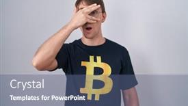  Presentation with bitcoin - PPT layouts enhanced with caucasian-blond-man-wearing-bitcoin background and a ocean colored foreground