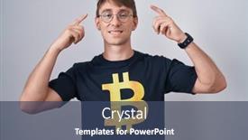  Presentation with great idea - Slides enhanced with caucasian-blond-man-wearing-bitcoin background and a ocean colored foreground