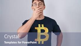  Presentation with bitcoin - PPT theme consisting of caucasian-blond-man-wearing-bitcoin background and a  colored foreground