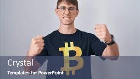  Presentation with bitcoin - Slides having caucasian-blond-man-wearing-bitcoin background and a ocean colored foreground