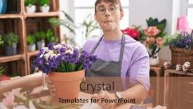  Presentation with lips - Theme enhanced with caucasian-blond-man-working background and a coral colored foreground