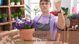  Presentation with anger - Presentation design featuring caucasian-blond-man-working background and a coral colored foreground