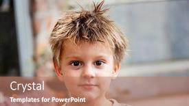  Presentation with messy - Beautiful presentation theme featuring caucasian-blonde-kid-with-messy backdrop and a coral colored foreground